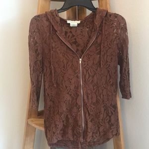 Starring at Stars Brown Lace Hoodie Size S